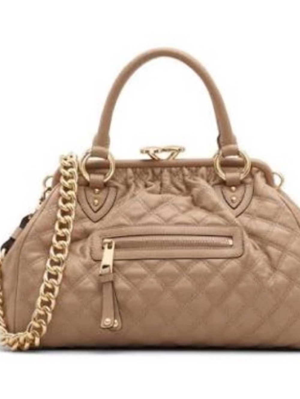 EUC Marc Jacobs Stam Bag - Quilted Beige Leather Shoulder Bag with Gold Chain